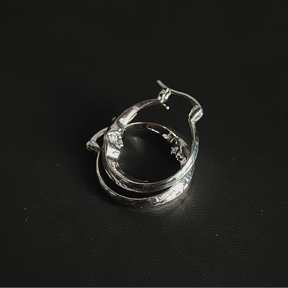 Crescent Moon Face Hoop Earrings - Picture 4 of 4